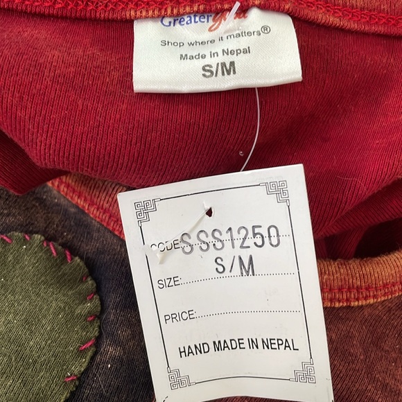 Boho patchwork t shirt made in Nepal - Picture 5 of 6